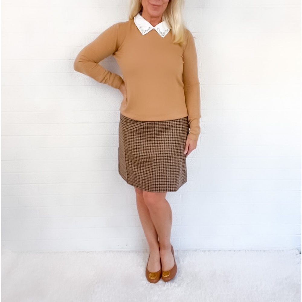 NWT J. Crew Houndstooth Mini Skirt - Brown - 6